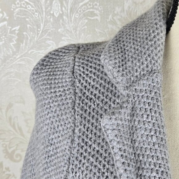 Anthropolgie MOTH Blakely Knit Blazer Size Small Gray White Trim 1 Button Close - Picture 3 of 15